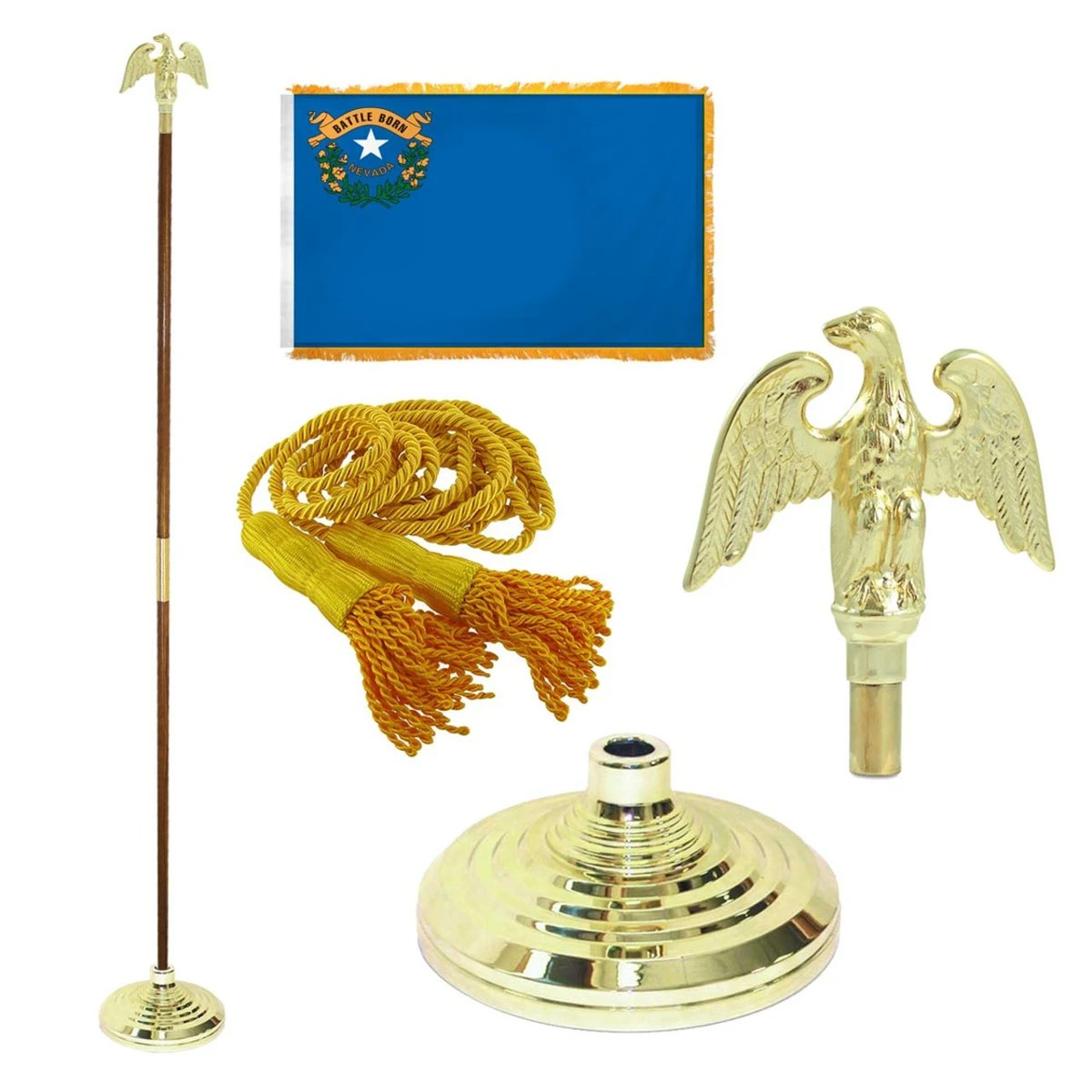 Super Tough Nevada 4ft X 6ft Flag, Telescoping Flagpole, Base, And Optional Tassel 1 Super Tough Nevada 4ft X 6ft Flag, Telescoping Flagpole, Base, And Optional Tassel