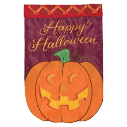 Carson Halloween Applique Garden Flag - Jack-O-Lantern - 12.5in X 18in