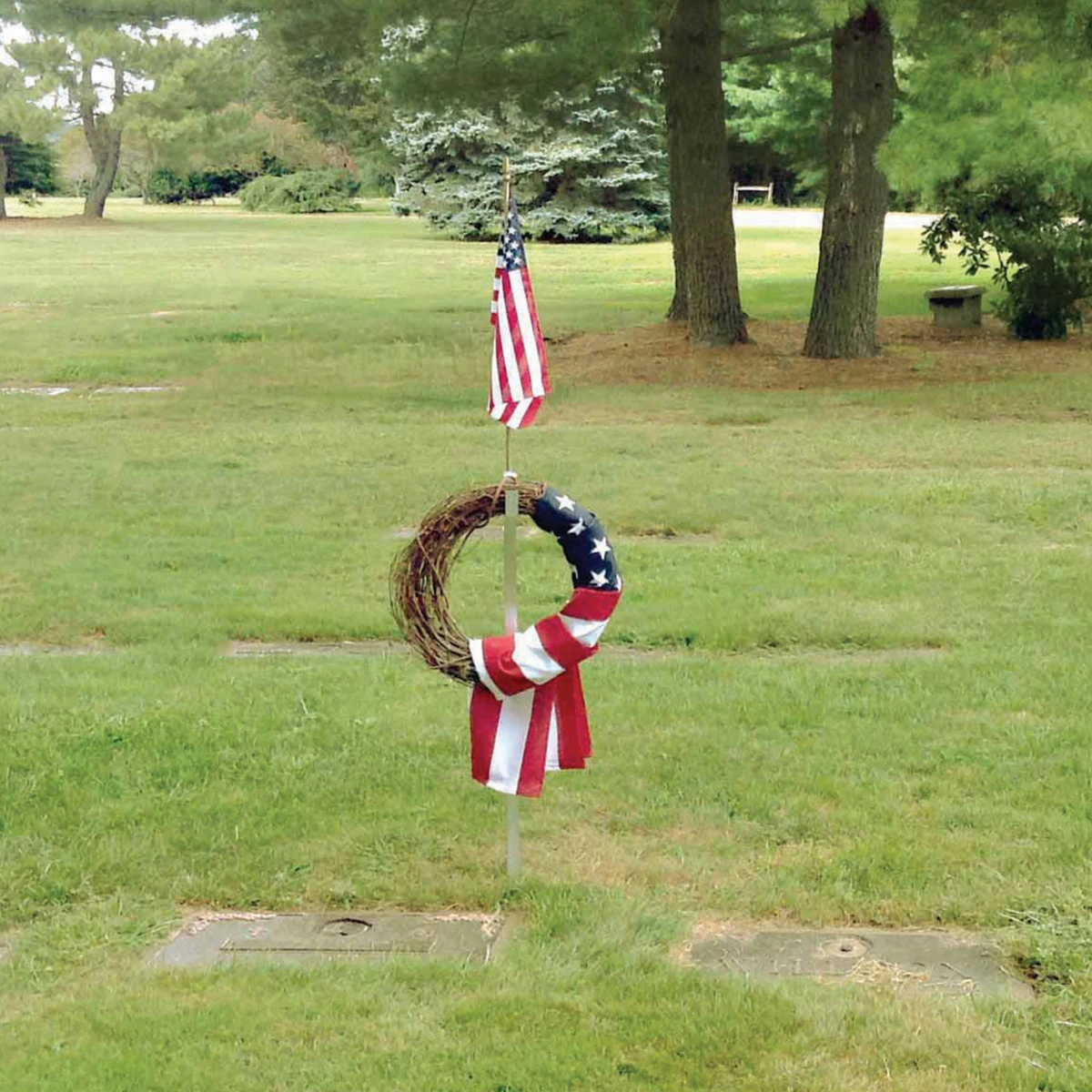 Monumental Wreath & Flag Holder - Silver 1 Monumental Wreath & Flag Holder - Silver