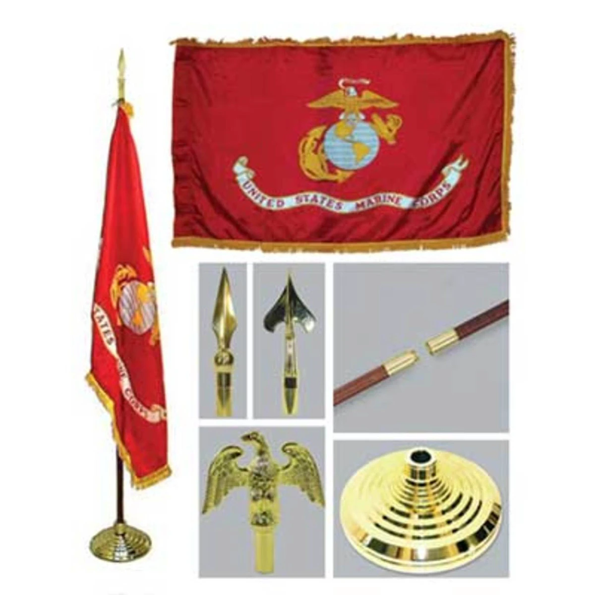 Super Tough Marine 3ft X 5ft Flag, Flagpole, Base, And Optional Tassel 2 Super Tough Marine 3ft X 5ft Flag, Flagpole, Base, And Optional Tassel - Image 2