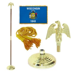 Super Tough Wisconsin 4ft X 6ft Flag, Telescoping Flagpole, Base, And Optional Tassel